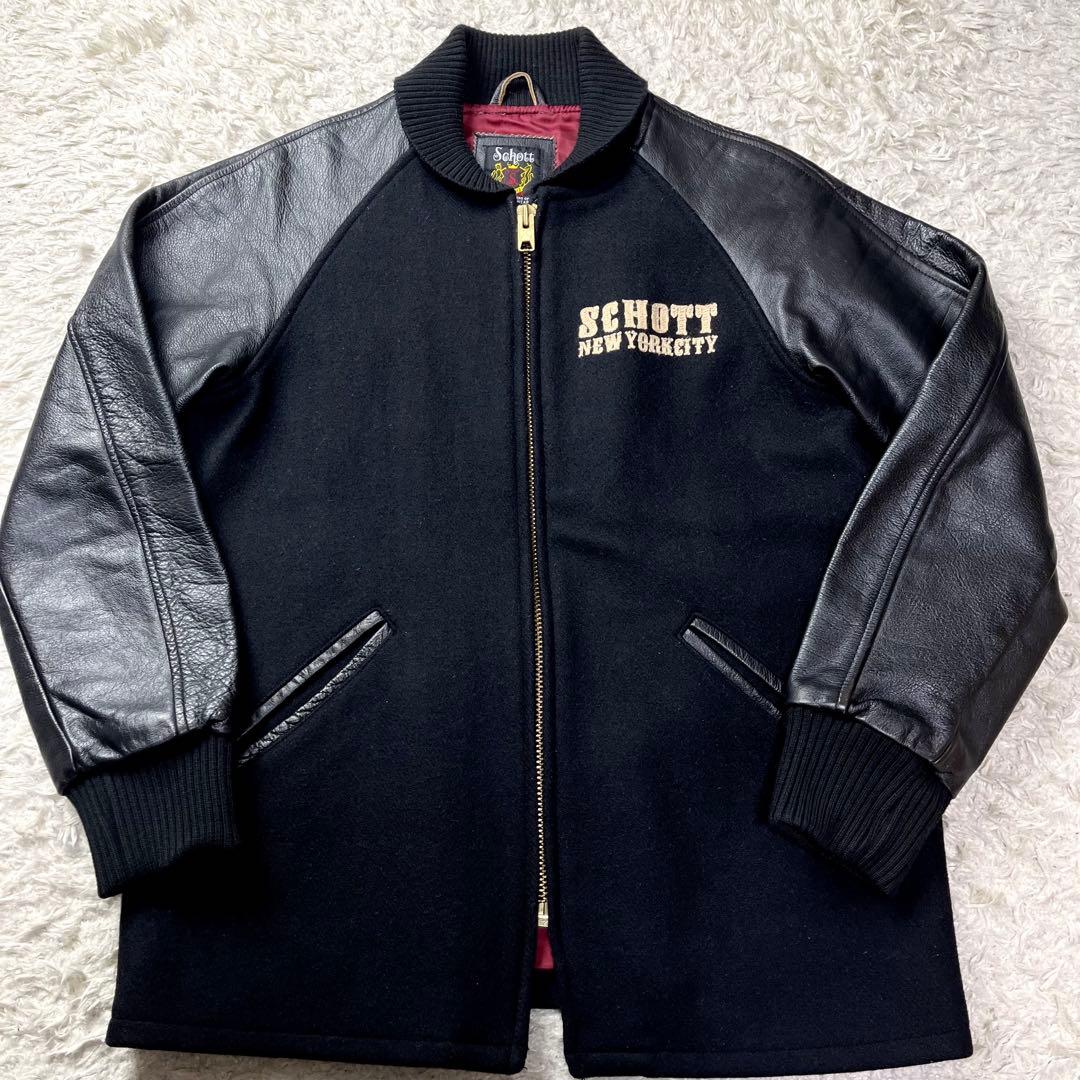 極美品/茶芯✨ショット ファラオジャケット レザー スタジャン 切替