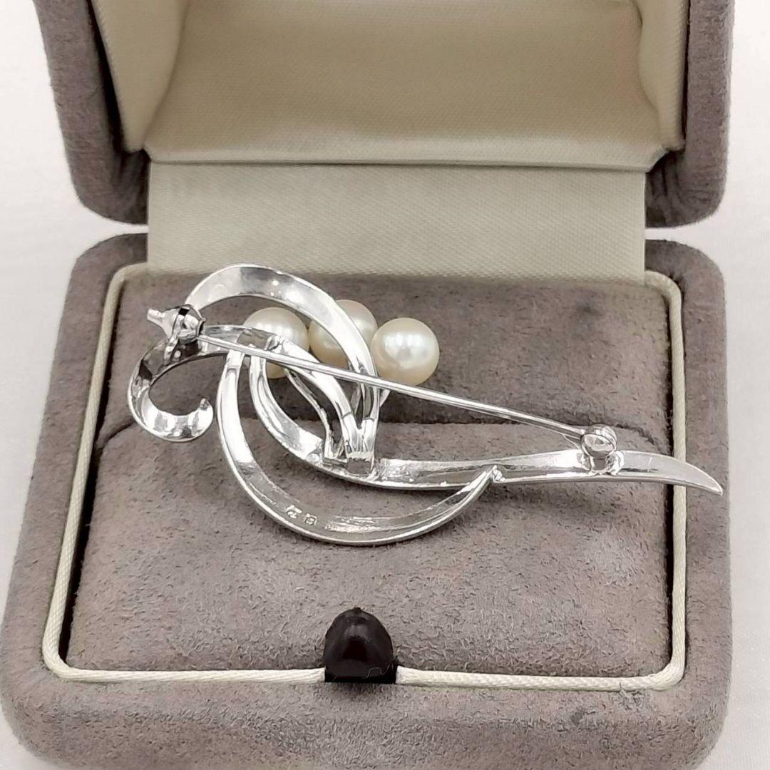 919 MIKIMOTO 真珠付 シルバー ブローチ 刻印あり 店舗にて洗浄済
