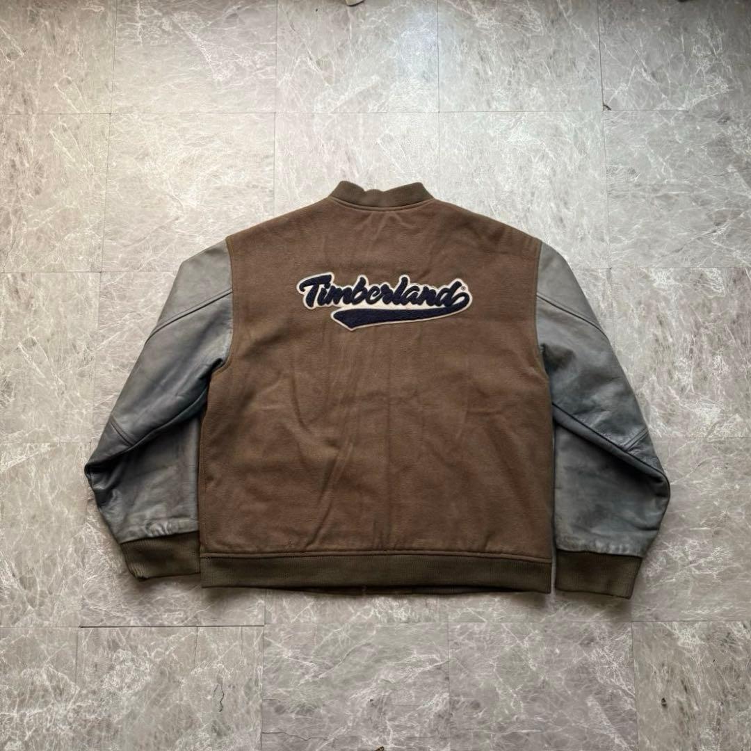 Timberland スタジャン レザー 本革 ワッペンロゴ 中綿入り 90s - メルカリ