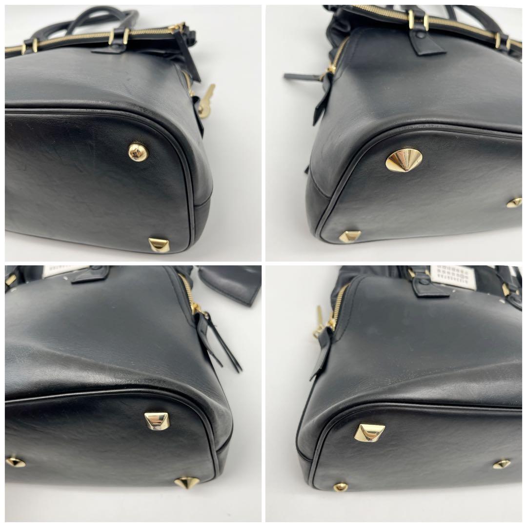 メゾンマルジェラ 5AC ハンドバッグ レザー 鍵 チャーム ミディアム 黒