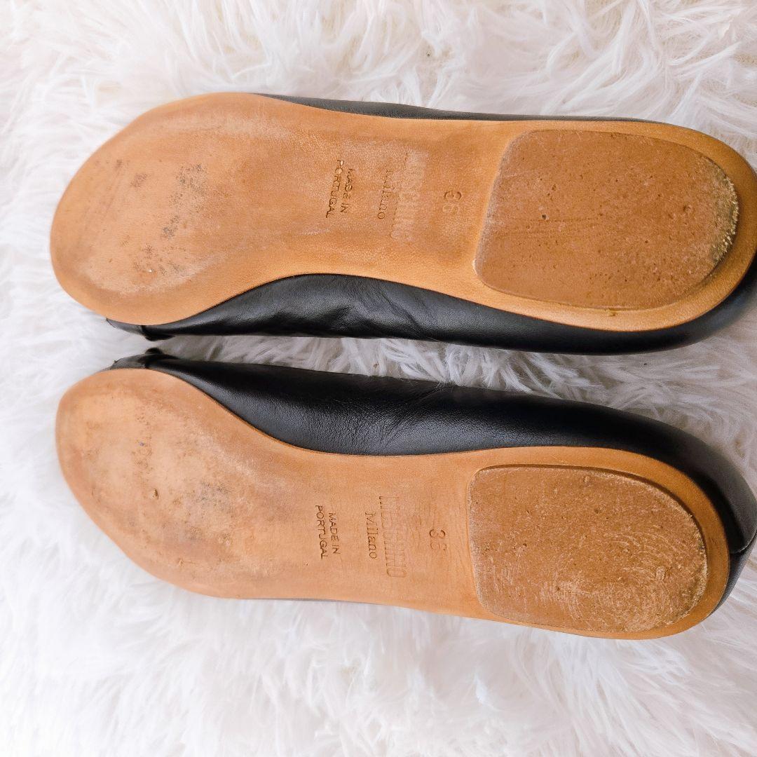 極美品 モスキーノ Moschino フラット バレエシューズ レザー 23cm