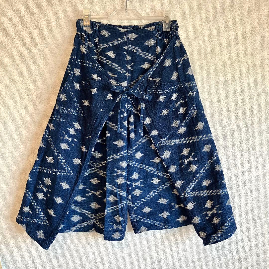 sorairo様専用☆うさとの服 藍染風・ヘンプ混 イカパンツ／巻き