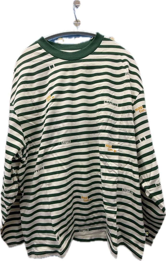 新品】NissyNaptime.ボーダーロングT(グリーンL)