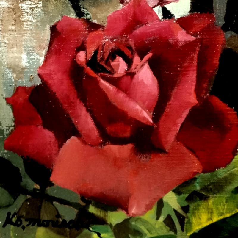 みっちゃん専用！☆ 森崎 幸 ☆「 薔 薇 」油絵　SM　独立美術会員