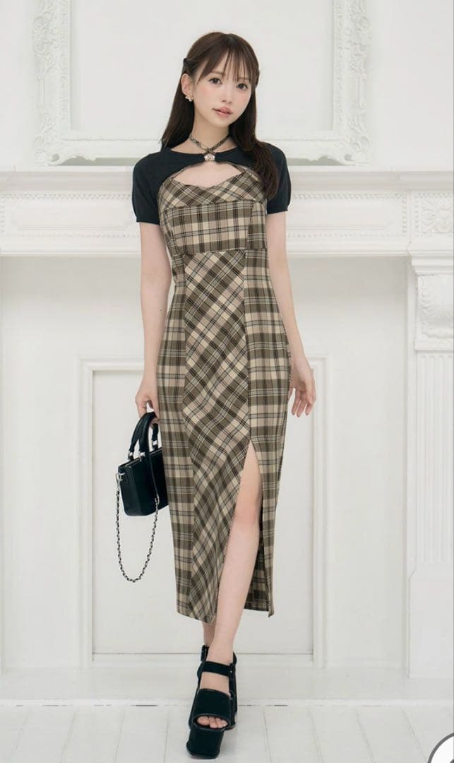 ミシェルマカロン アンサンブルチェックワンピース - メルカリ