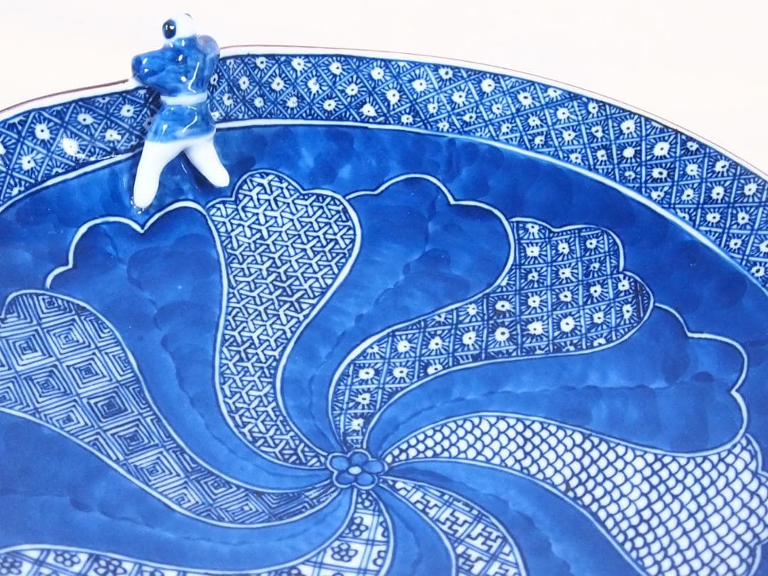 未使用】京焼/清水焼 平安徳泉造 祥瑞 染付一閑人 盛鉢 盛