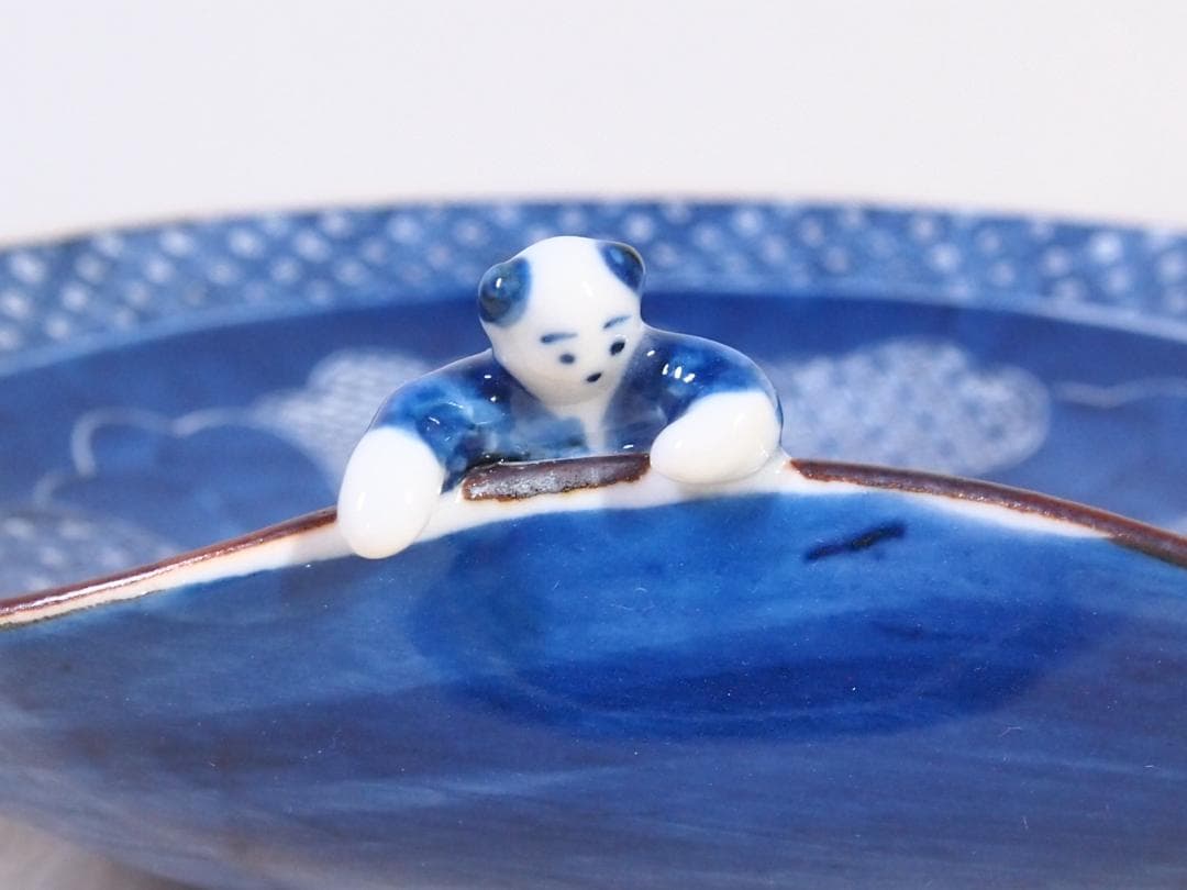 未使用】京焼/清水焼 平安徳泉造 祥瑞 染付一閑人 盛鉢 盛