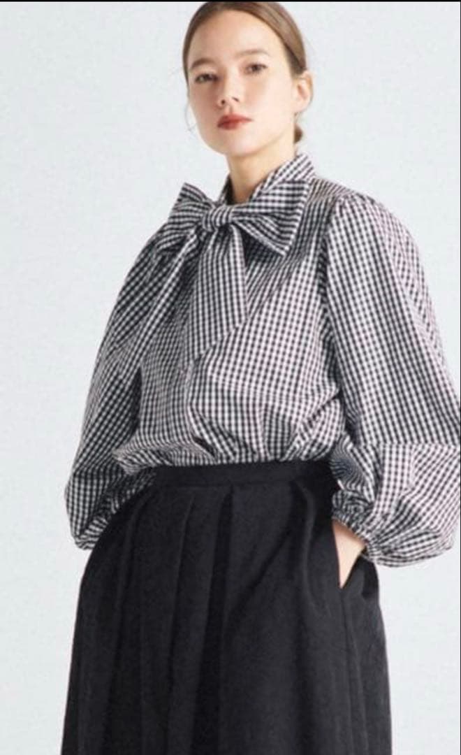 yori リボン ブラウス ギンガムチェック 36 drawer blamink - メルカリ