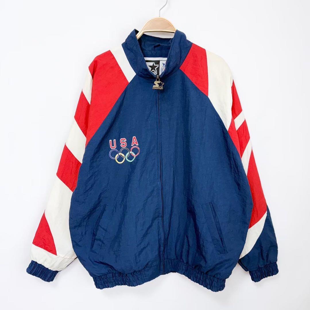 希少 90s USA オリンピック ナイロンジャケット イーグル刺繍 S35b