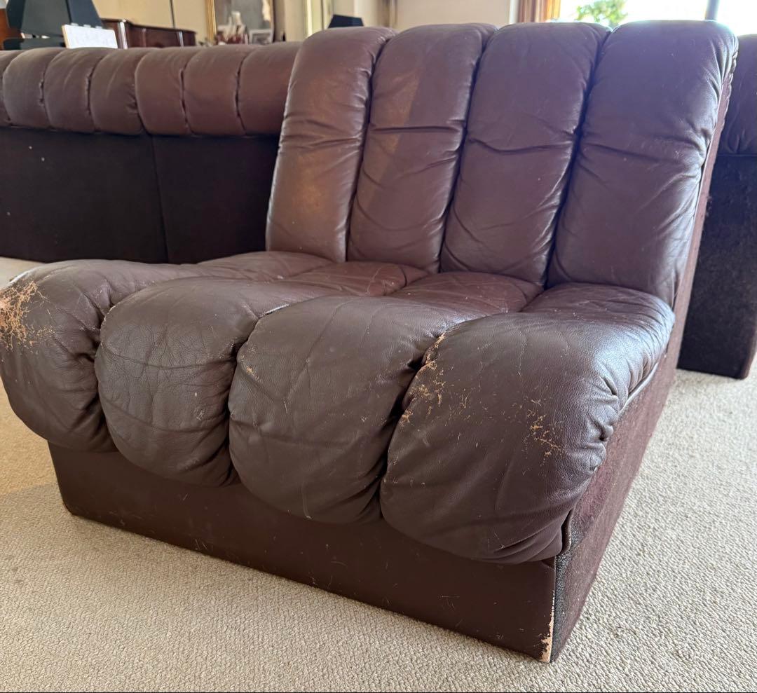 モビリア　ヴィンテージ　1人掛けソファ　椅子　スネークソファー風　desede モビリア / mobilia デセデ スネークソファ 22連 本革 ヴィンテージ