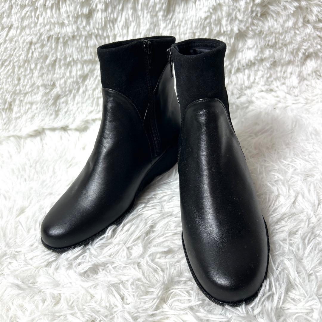 【未使用品】GINZA YOSHINOYA レザーショートブーツ 22.5cm