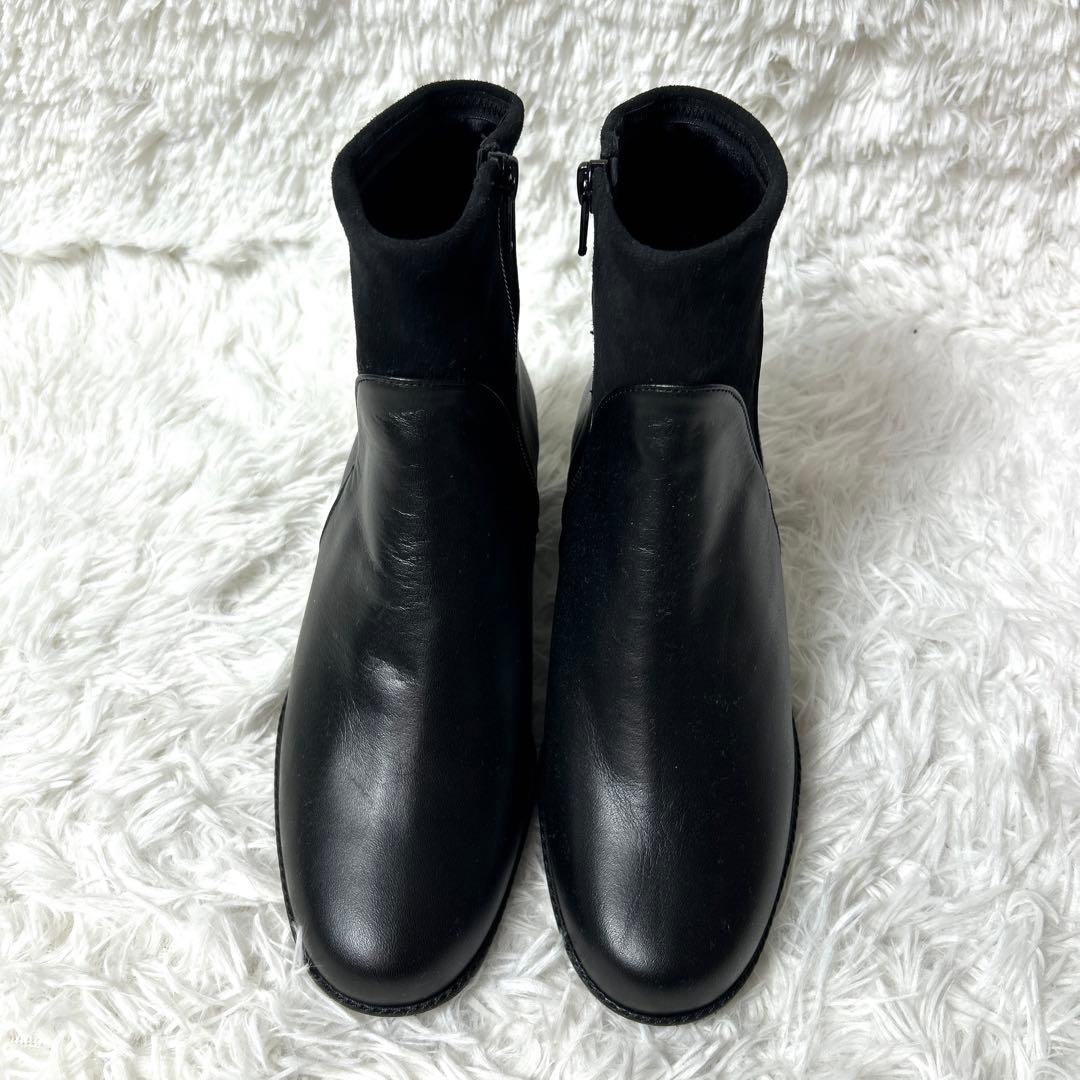 【未使用品】GINZA YOSHINOYA レザーショートブーツ 22.5cm