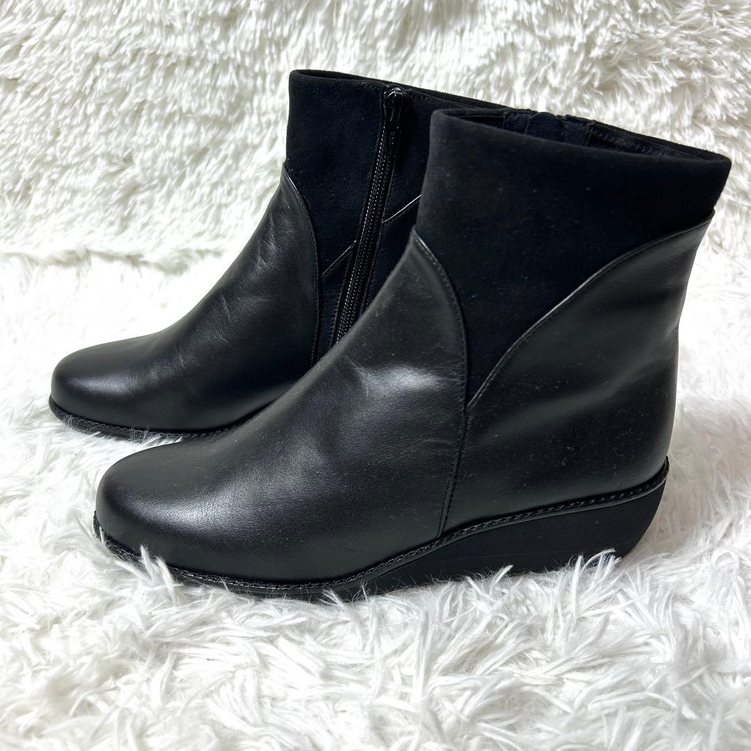 【未使用品】GINZA YOSHINOYA レザーショートブーツ 22.5cm