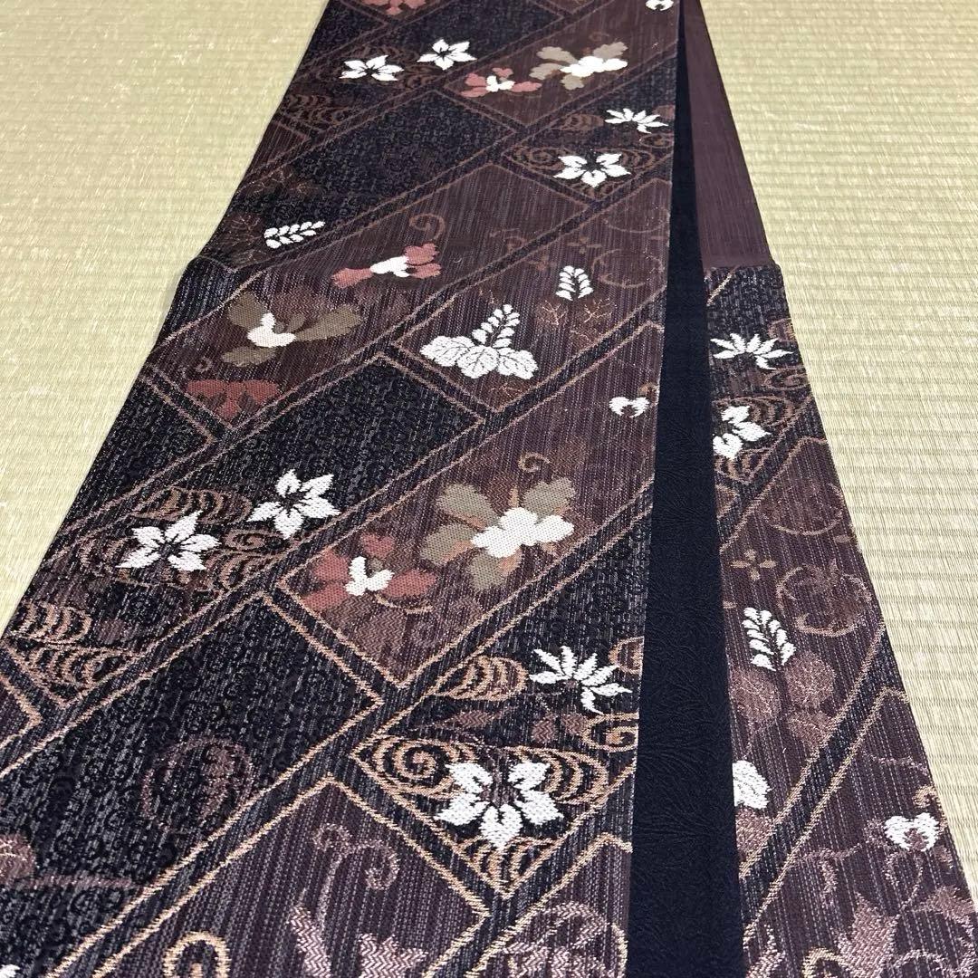 正絹　袋帯《短冊　小花》