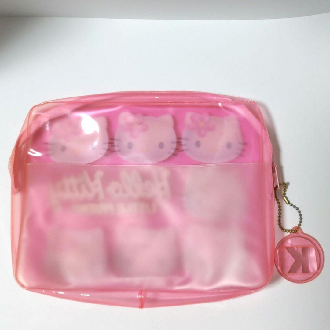 平成レトロ ハローキティ ビニールポーチ クリアピンク カオハナ