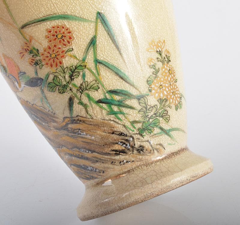 薩摩焼 串木野窯 花鳥文 花瓶 V R4212 - メルカリ