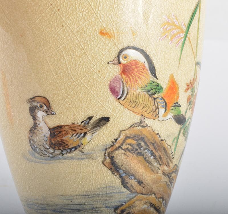 薩摩焼 串木野窯 花鳥文 花瓶 V R4212 - メルカリ