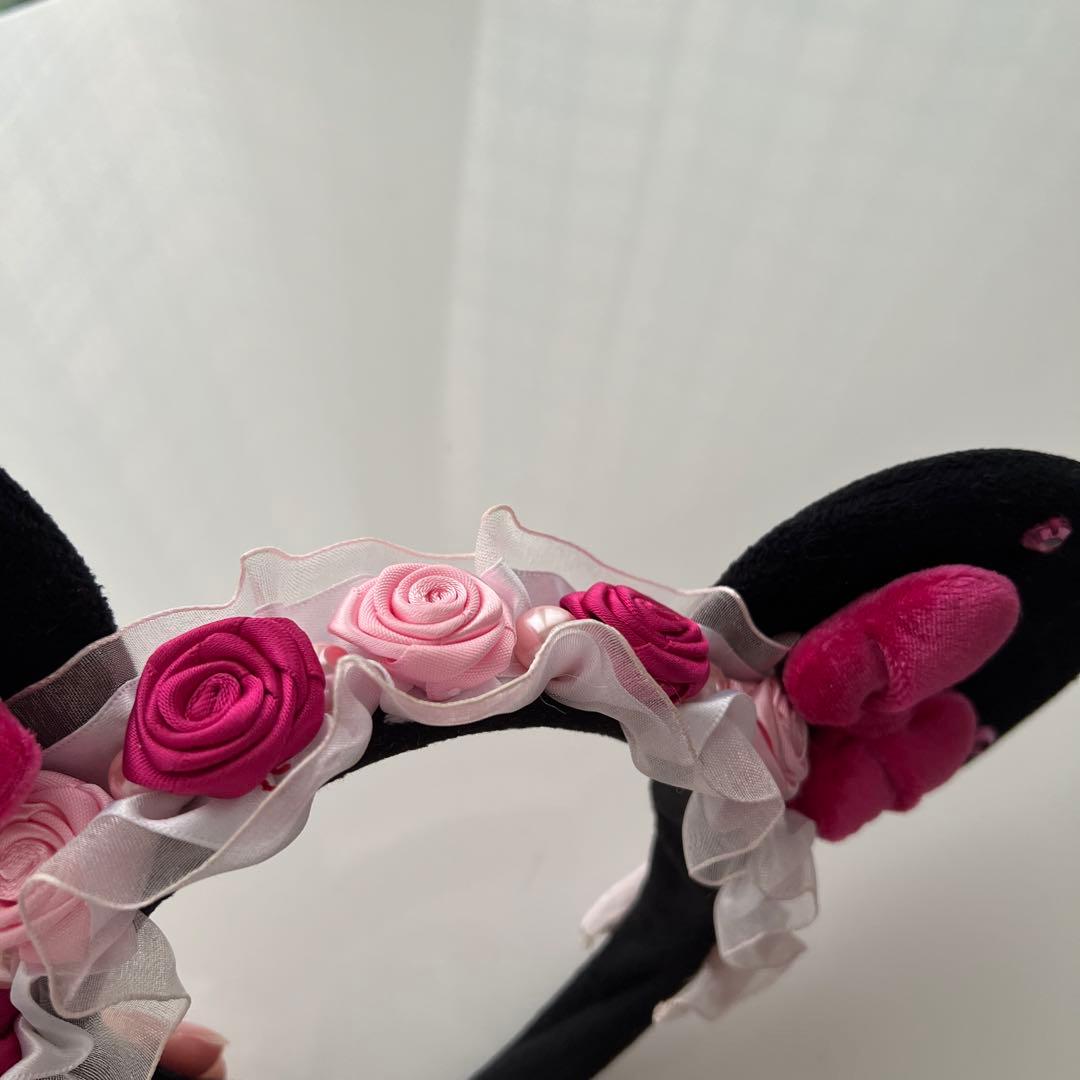 ディズニー カチューシャ ミニー リボン パール 薔薇 ローズ フリル