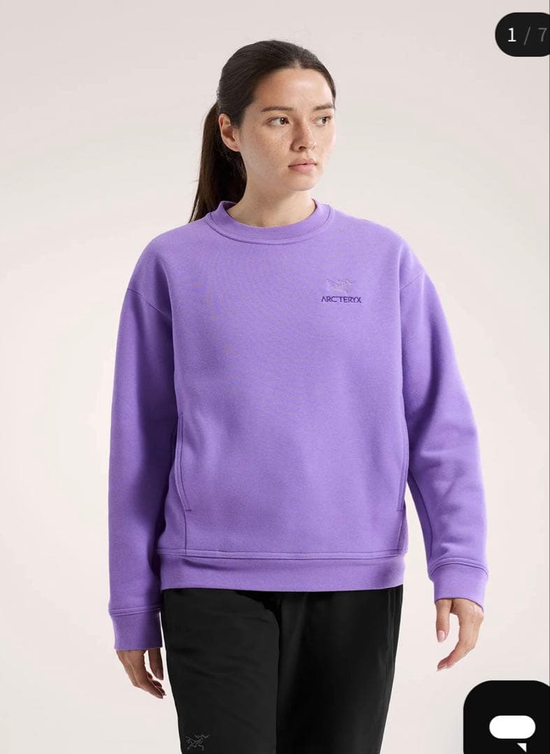 新品タグあり ARC'TERYX パープル トレーナー フリース 裏起毛 S/P