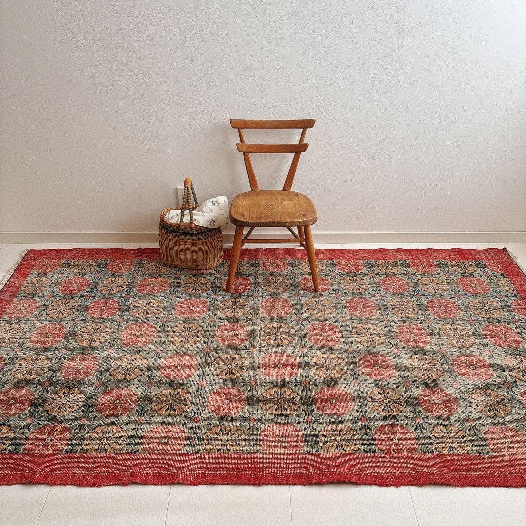 トルコ　ヴィンテージラグ　ピンク　グリーン 楽天市場】ヴィンテージ オーバーダイドラグ ピンク 276×161cm トルコ