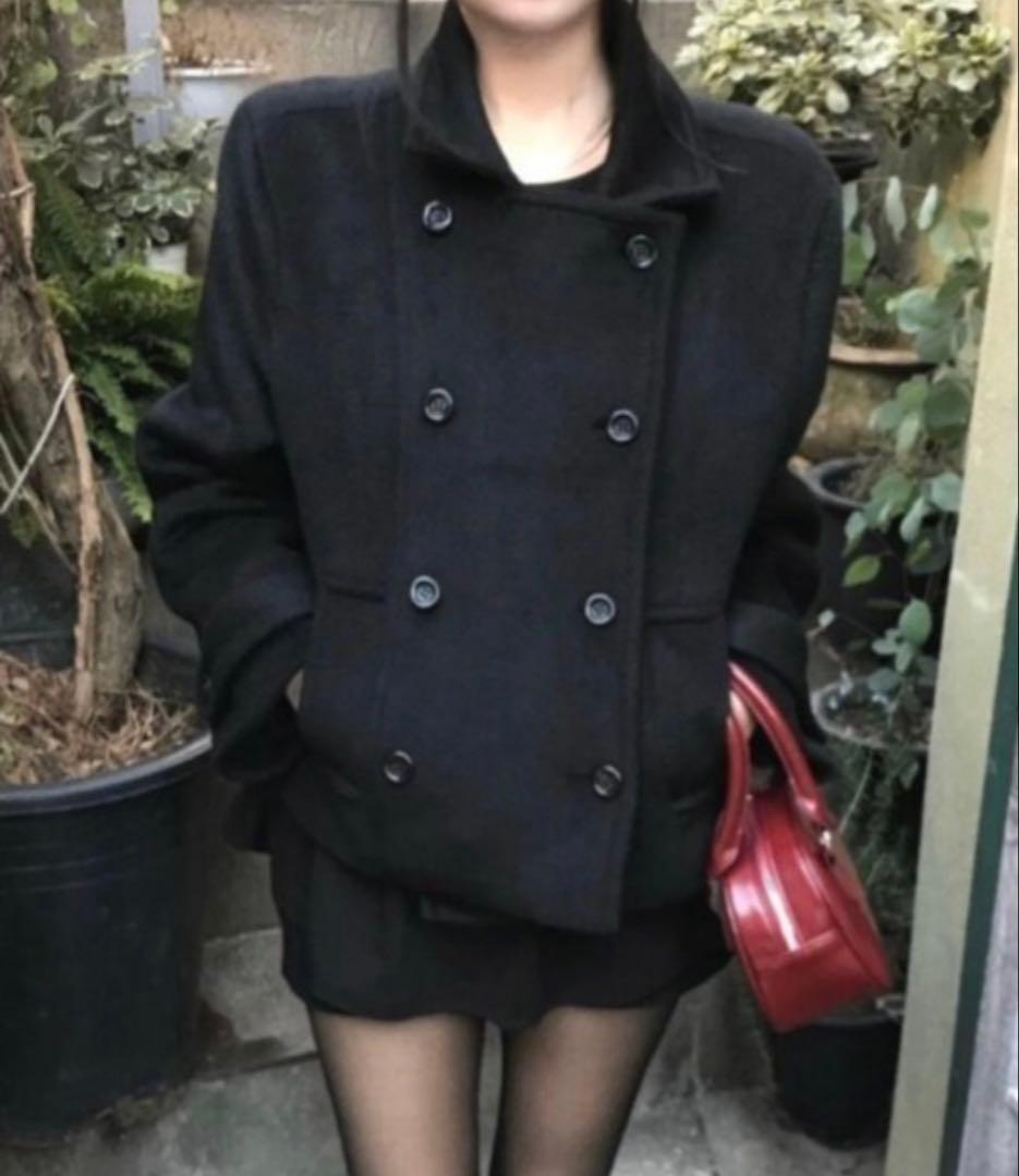 人気　Pコート　ブラック ダブルブレスト Rocky Monroe（ロッキーモンロー） pコート ピーコート 新色追加 T/M