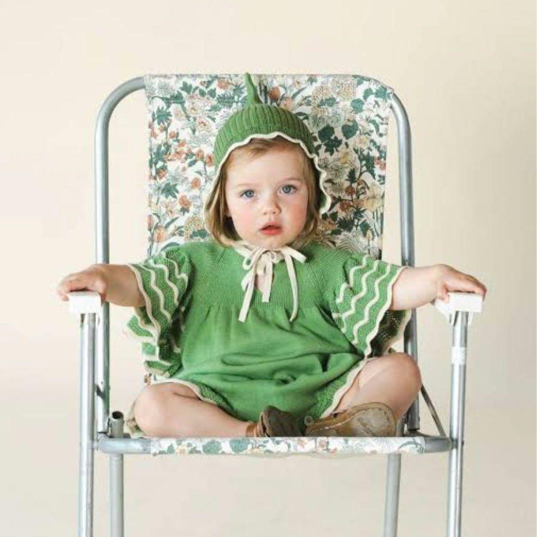 MABLI 23ss ロンパース ボンネット セット　コビト 小人 マブリ 緑 mabli ロンパース ボンネット セット 18m MABLI 小人ロンパース
