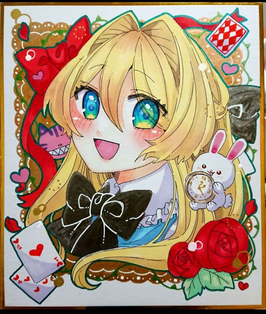 オリジナル 手描きアナログイラスト 色紙 セット - メルカリ