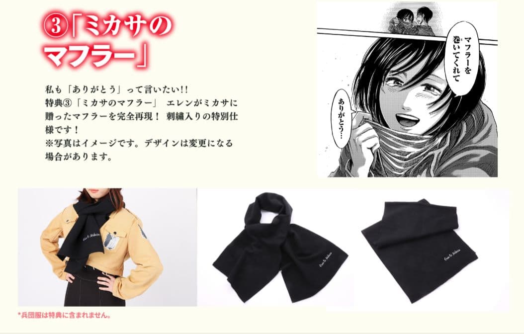 進撃の巨人 ミカサのマフラー 画集FLY 特典 ミカサ エレン マフラー