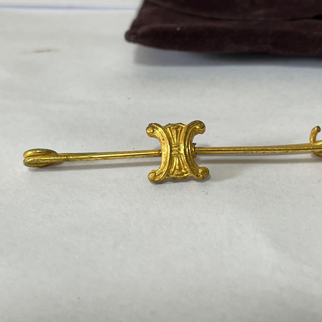 CELINE セリーヌ ブローチ マカダム 安全ピン型 ゴールド - メルカリ
