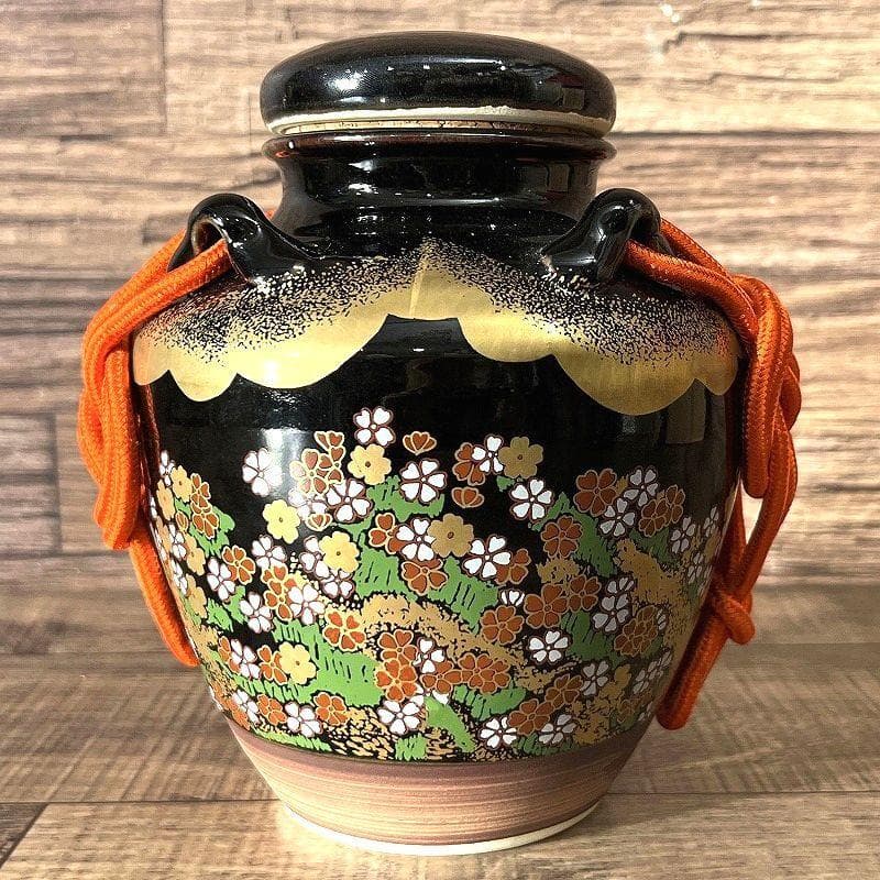 定価11万 九谷焼 玉泉窯 仁清写 色絵吉野山図 四耳壺 茶壺 野々村仁清