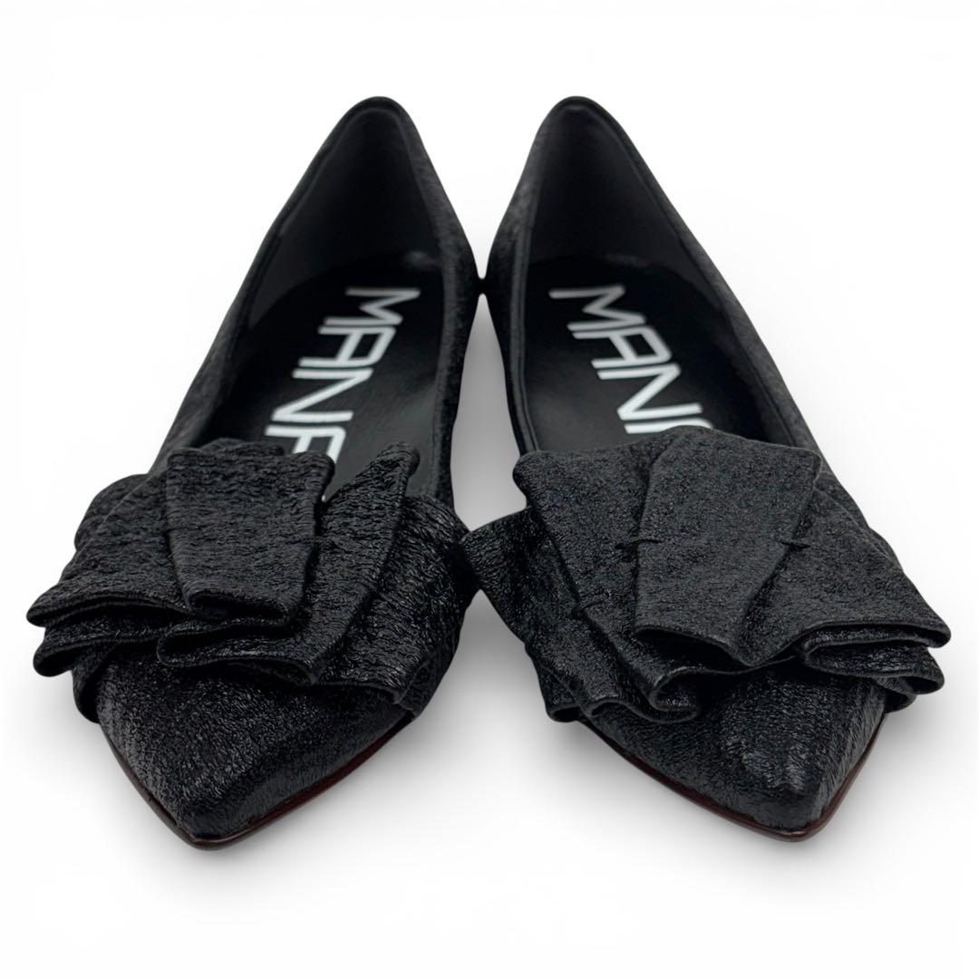 【未使用品】MANA マナ　35 | 22.5cm プリーツ フラット　黒