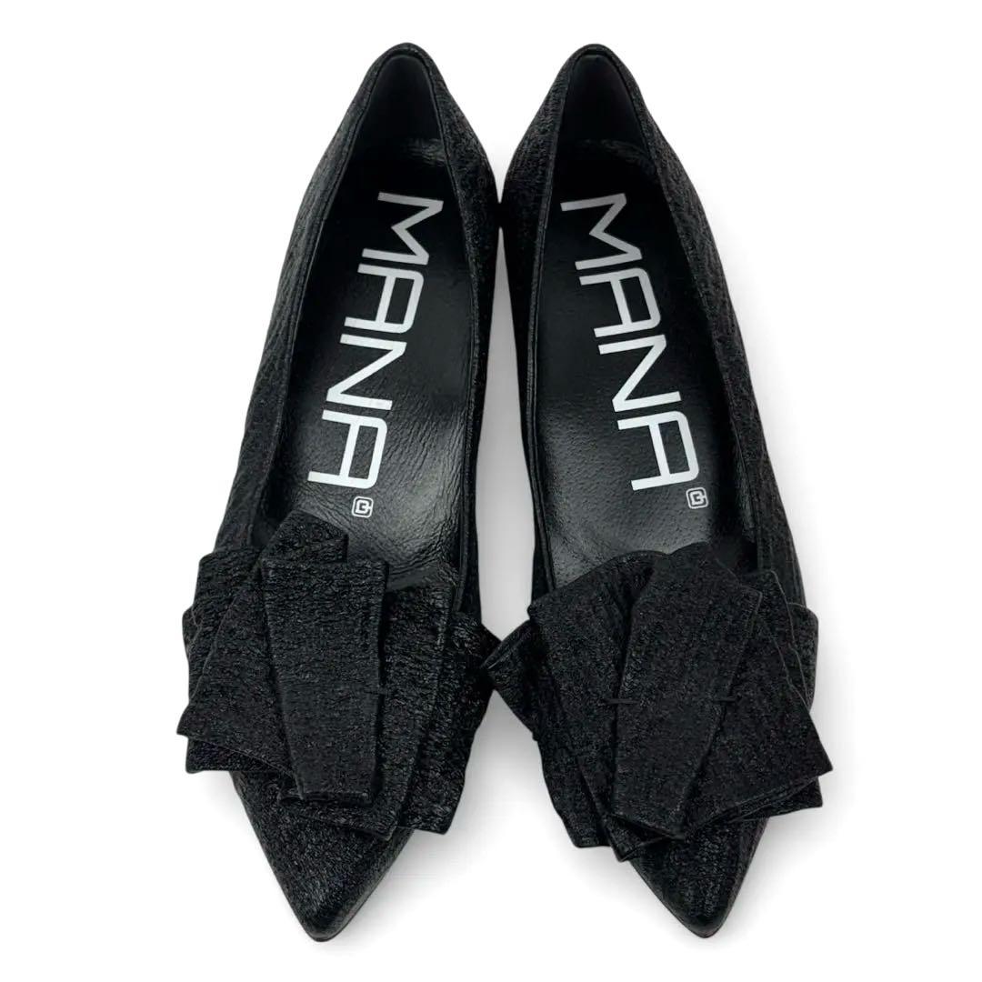 【未使用品】MANA マナ　35 | 22.5cm プリーツ フラット　黒