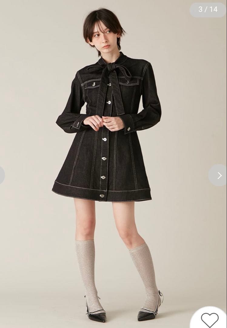 Lily Brown ボウタイデニムミニワンピース 2026年1月新作 ボウタイデニムミニワンピース(ミニワンピース)｜ワンピース｜LILY