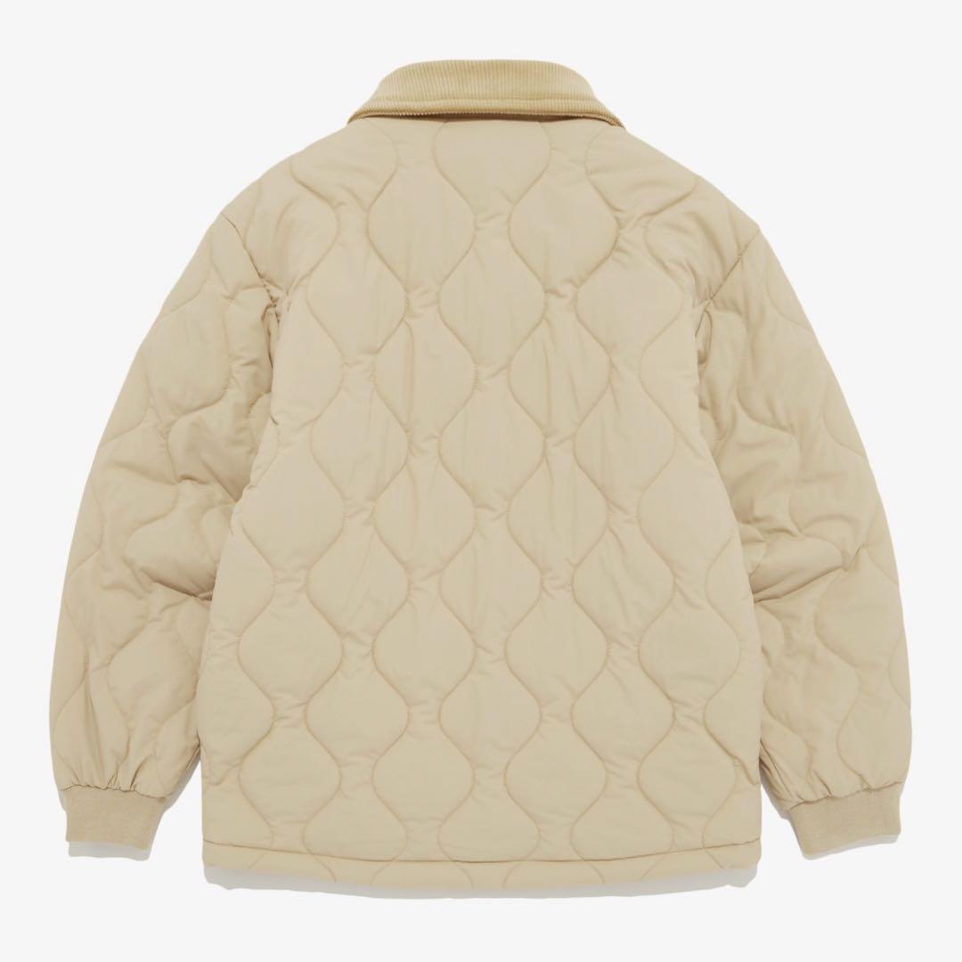 ベージュ キルティングジャケット コーデュロイ襟 韓国ノースフェイス