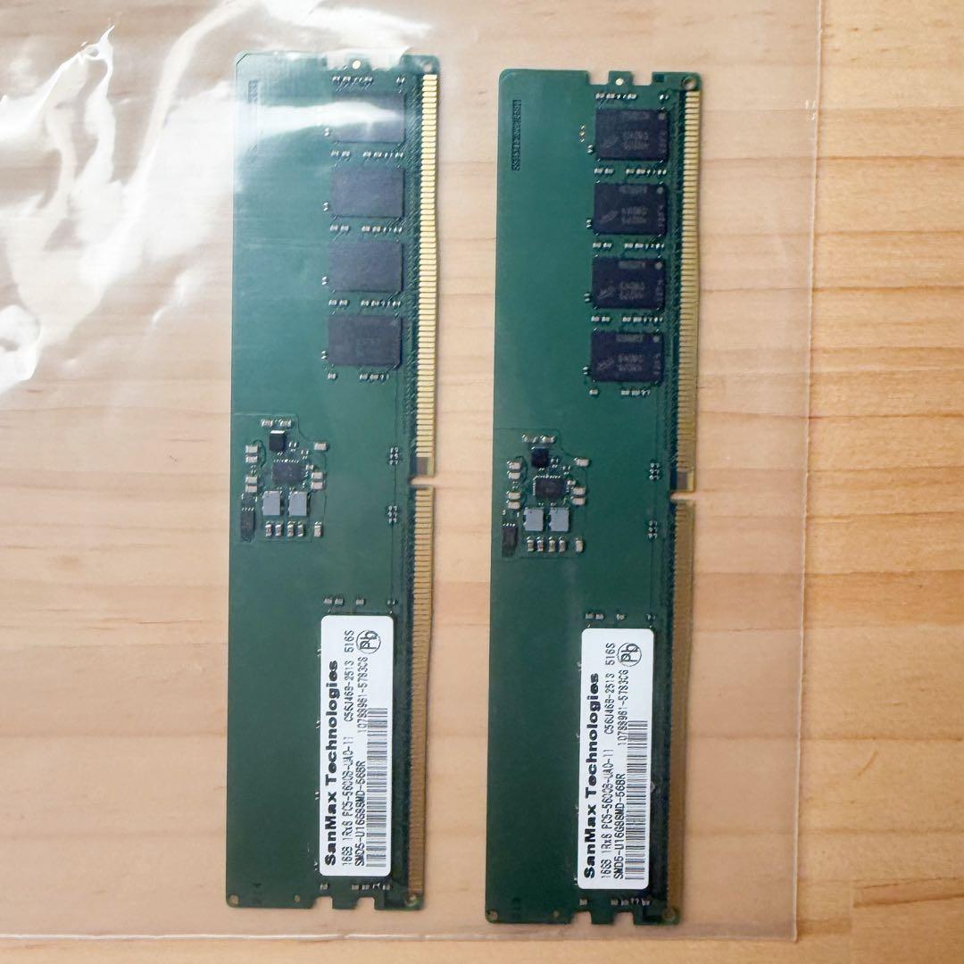 ほぼ未使用）SanMax DDR5-5600 16GB×2メモリ動作確認済 - メルカリ