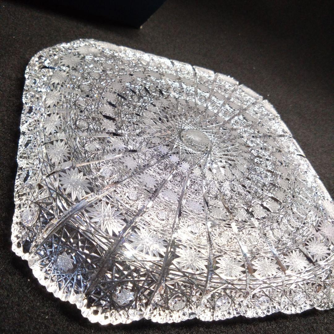 ボヘミア】高級クリスタル プレート 角皿 500PK ハンドメイドカット 美