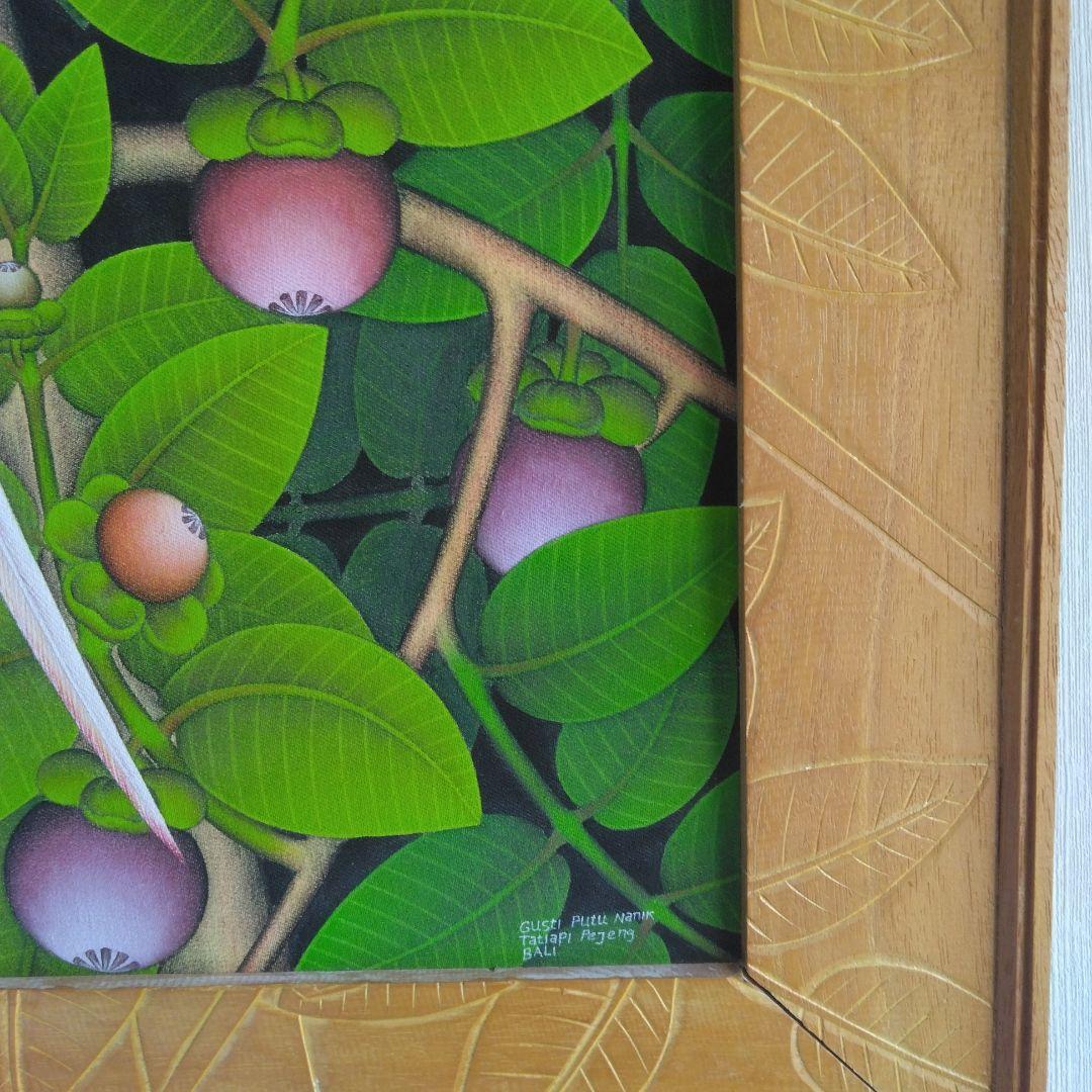 バリ 木彫りフレーム 絵画 超大型100×80