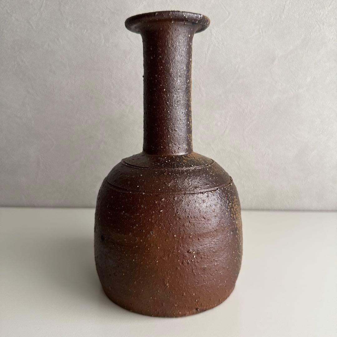 堀江英城 備前 花器 一輪挿 花入 共箱