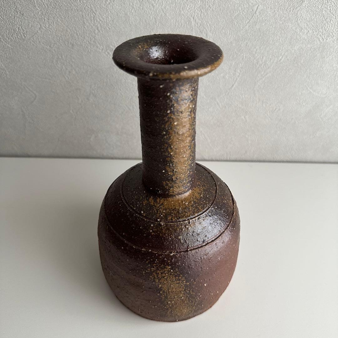 堀江英城 備前 花器 一輪挿 花入 共箱