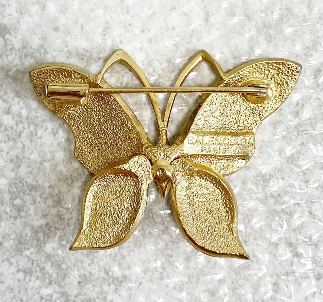 美品✨ バレンシアガ ブローチ ラインストーン バタフライ 蝶々