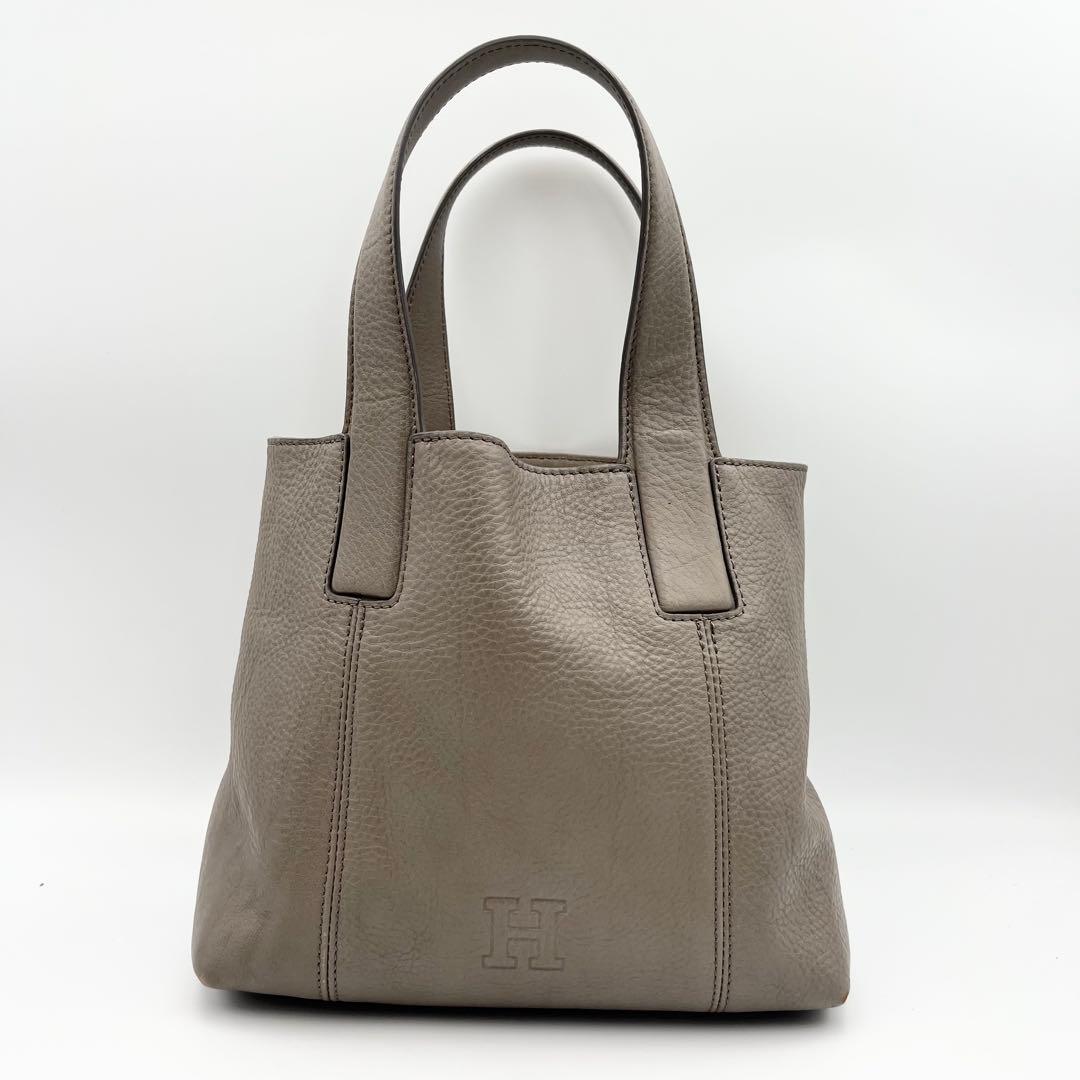ヒロフ ヴィータ ハンドバッグ シボ革 トートバッグ グレージュ 肩掛け