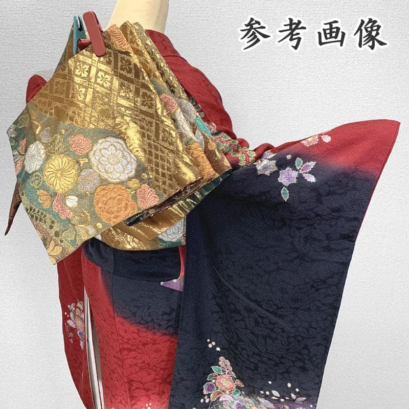 601z16〇小柄な方も 振袖 辻が花絞り染 地紋 赤 黒〇美品 成人式 結婚