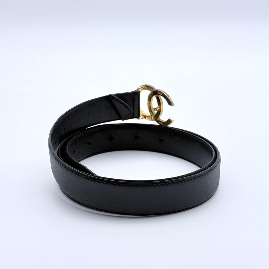 CHANEL ココマーク ベルト ブラック レザー ゴールド ユニセックス