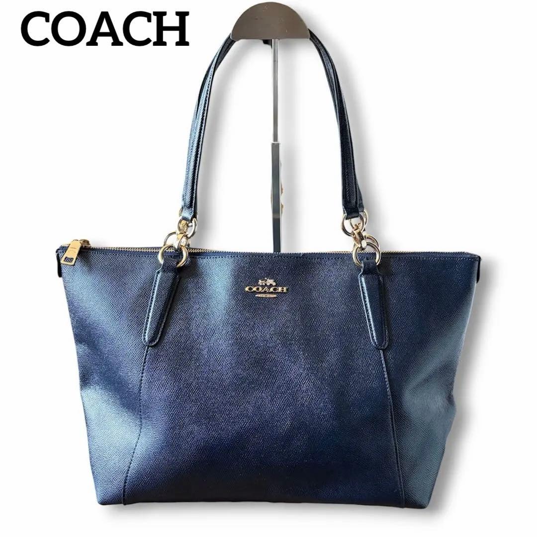 COACH コーチ トートバッグ レザー ネイビー PVC A4可 F57526 - メルカリ
