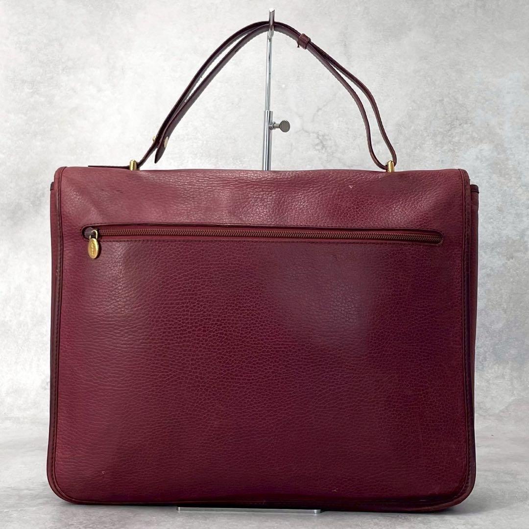 A4可】カルティエ ビジネスバッグ フラップ ボルドー ゴールド金具