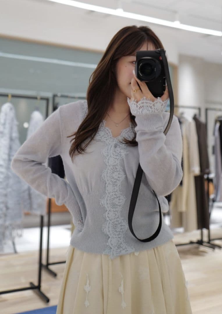 実物写真掲載 即完 Aimeine エメイン シアーモヘヤレースカーディガン