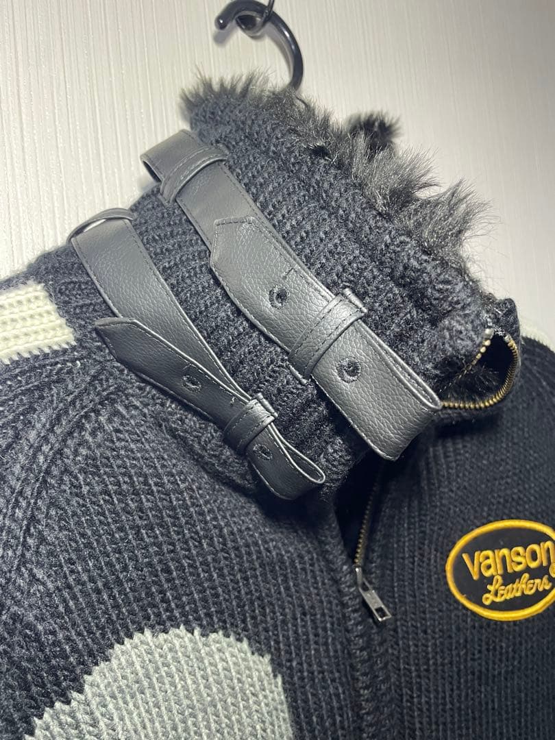 VANSON スカルデザイン ニットジャケット ニットアウター
