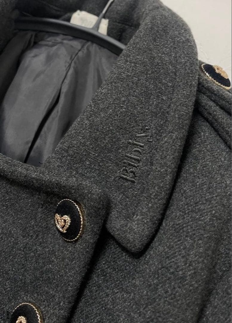 bibiy.olivia coat ビビィ オリビアコート ハートボタン グレー - メルカリ