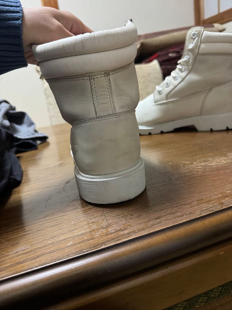 Timberland ホワイト ハイカットブーツ - メルカリ