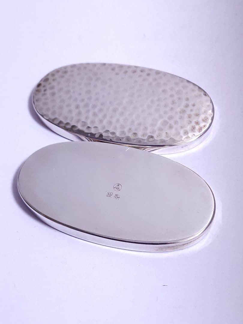 銀製 小判型 ケース 小物入 楊枝入 槌目打 40.51g